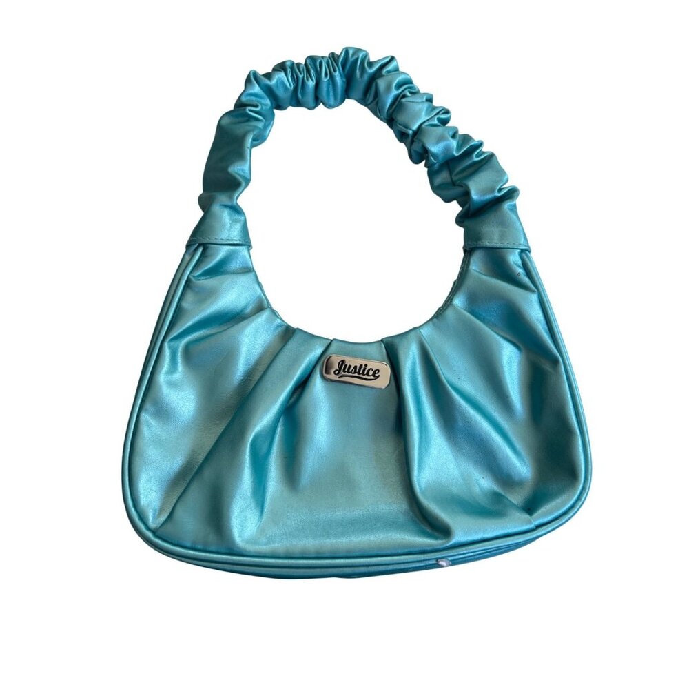 Justice Blue Satin Scrunch Handle Shoulder Bag